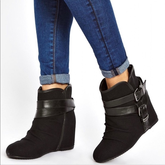 Aldo Shoes - ALDO Elyta Strap Wedge Ankle Boots Size 6